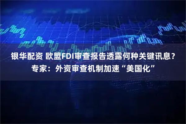 银华配资 欧盟FDI审查报告透露何种关键讯息？专家：外资审查机制加速“美国化”