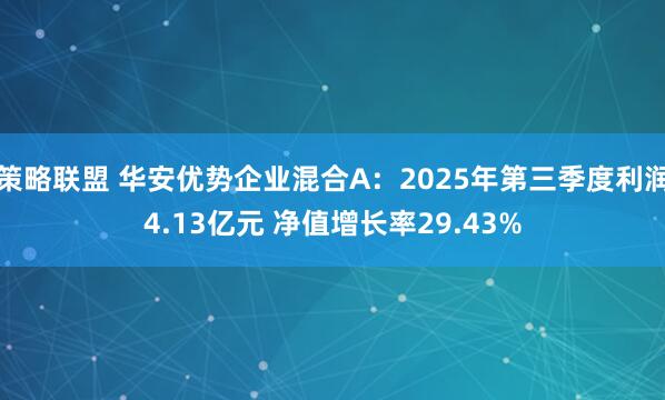 策略联盟 华安优势企业混合A：2025年第三季度利润4.13亿元 净值增长率29.43%