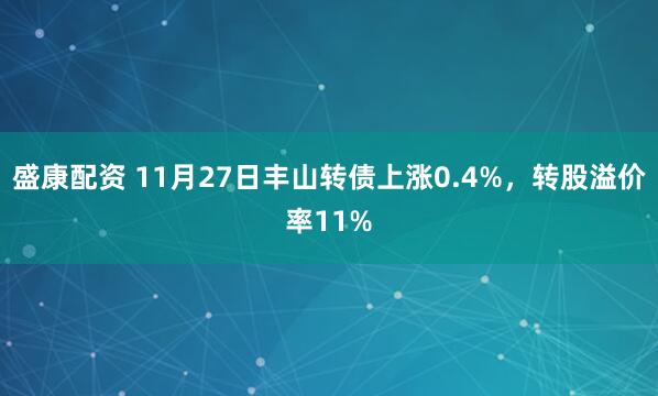 盛康配资 11月27日丰山转债上涨0.4%，转股溢价率11%