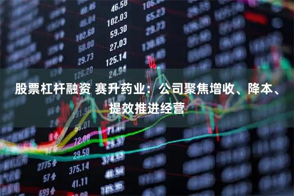 股票杠杆融资 赛升药业：公司聚焦增收、降本、提效推进经营