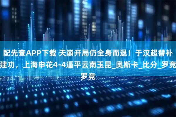 配先查APP下载 天崩开局仍全身而退！于汉超替补建功，上海申花4-4逼平云南玉昆_奥斯卡_比分_罗竞