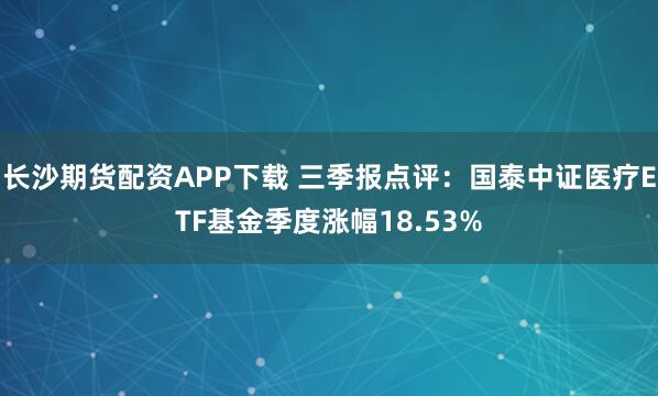 长沙期货配资APP下载 三季报点评：国泰中证医疗ETF基金季度涨幅18.53%